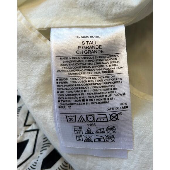 Banana Republic Dress Women's Sz S White/Black Boho Loose Fit Geometric Lined - Picture 8 of 8